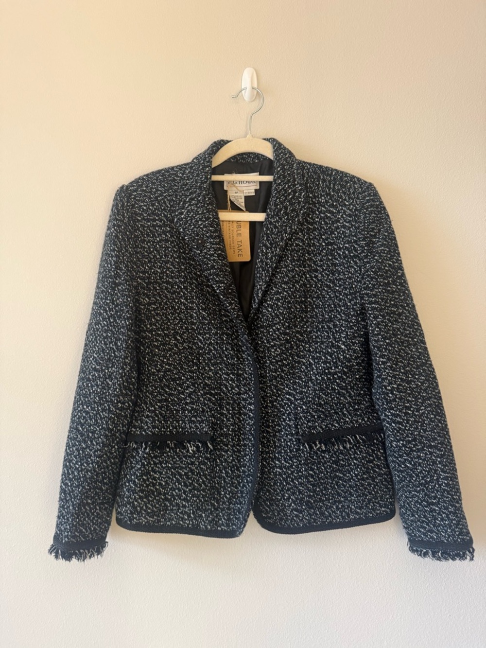 Vintage J.G. Hook Blue-Black Tweed Women's Blazer Jacket Size 4 / XS